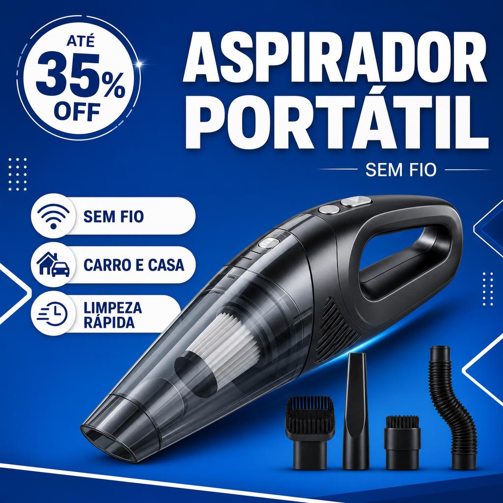 Aspirador de Pó Portátil CleanMax + 5 Brindes Exclusivos