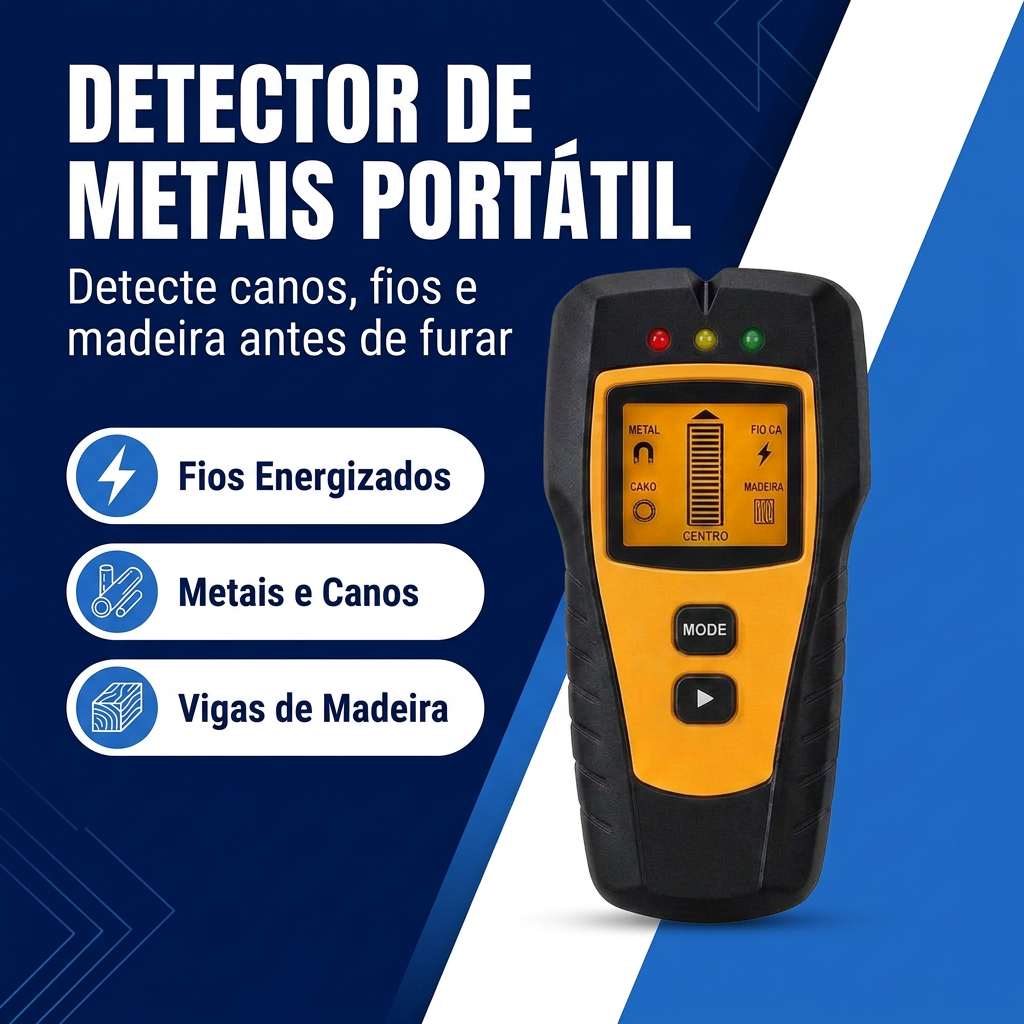 Detector de Metais Portátil para Canos PVC, Fios e Madeira
