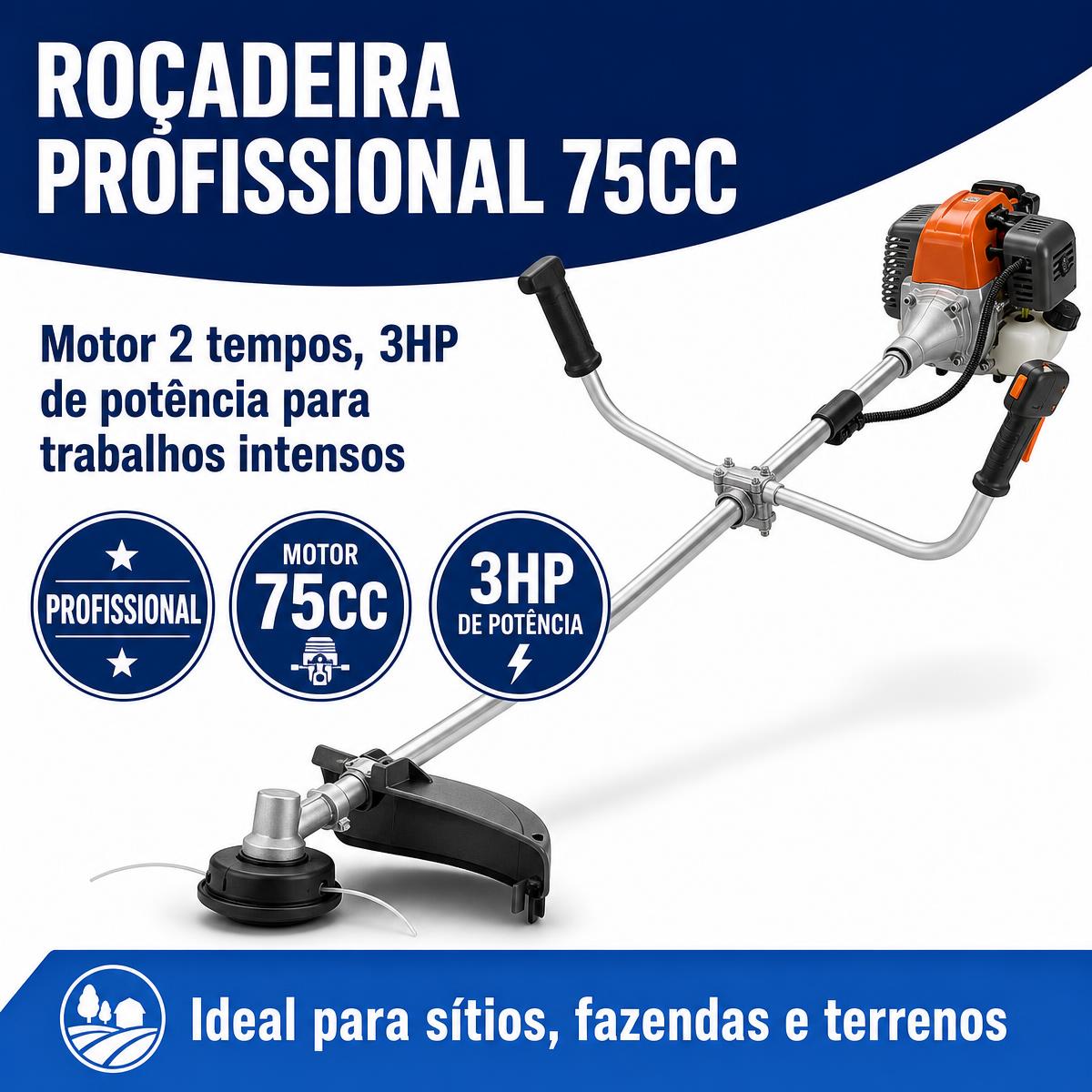 Roçadeira Profissional Nakasaki 2 Tempos 3HP - 75CC